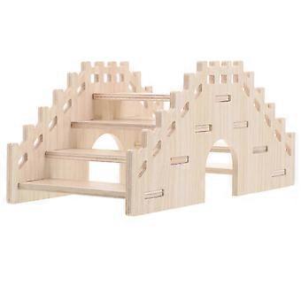 Small Animal Wooden Ladder Toy compatible with Climbing Hamster 3Pcs Natural Wood