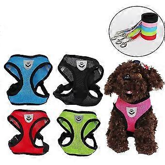 Cat Dog Adjustable Harness Vest Walking Lead Leash For Puppy Dogs Collar Polyester Mesh Harness For Small Medium Dog Cat PetPink