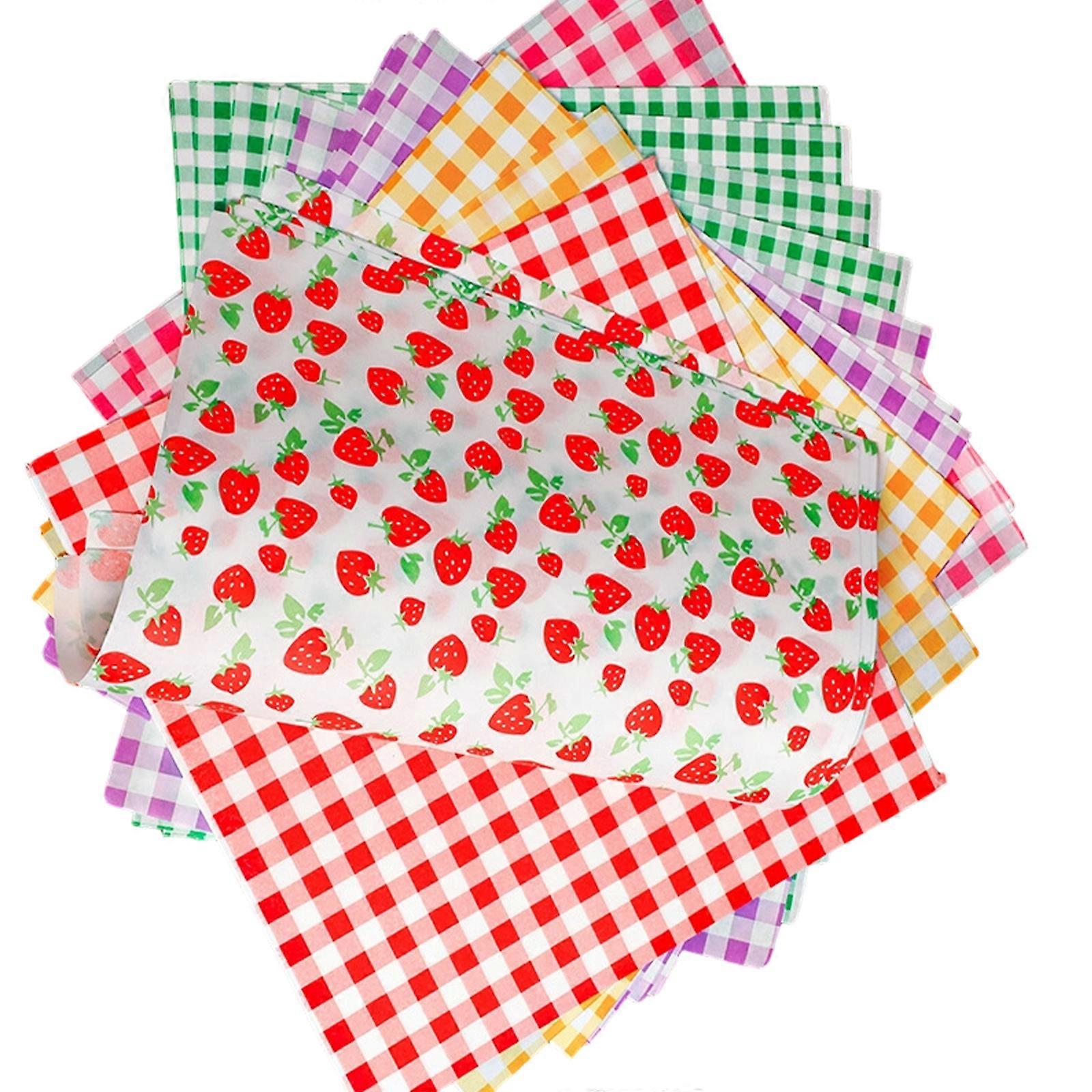 600 feuilles de papier ciré à carreaux vichy multicolores, idéales pour les paniers alimentaires (sandwichs, hamburgers, emballage alimentaire anti-graisse).