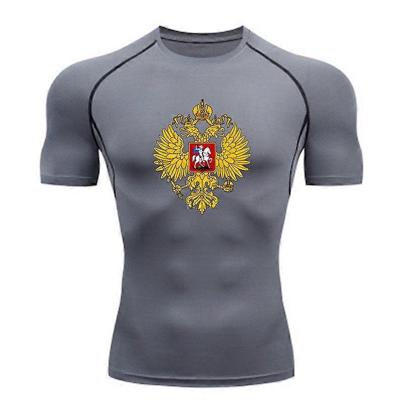 Men's Compression Workout T-Shirt Double-Headed Eagle Printe