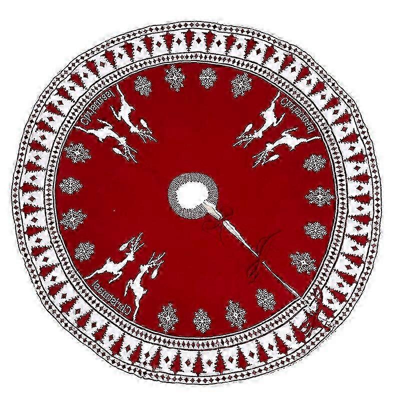 Jupe de sapin Z8 pour fête de Noël intérieure, tricotée, motif flocons de neige et cerfs (122 cm) bd