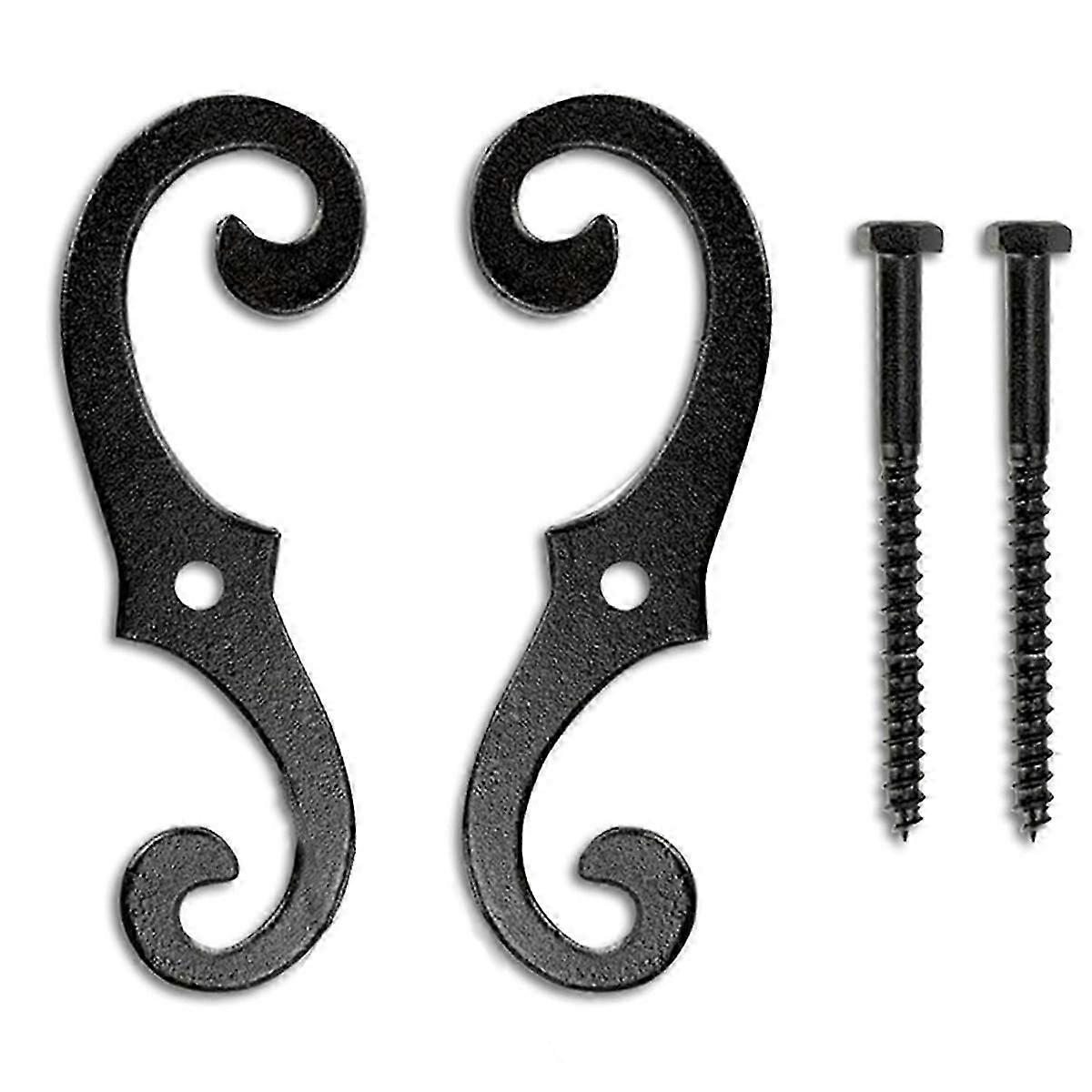 2PCS Cast Iron Shutter Fasteners - Decorative S-Shape Shutter Dogs Hardware - Rust- External Shutter