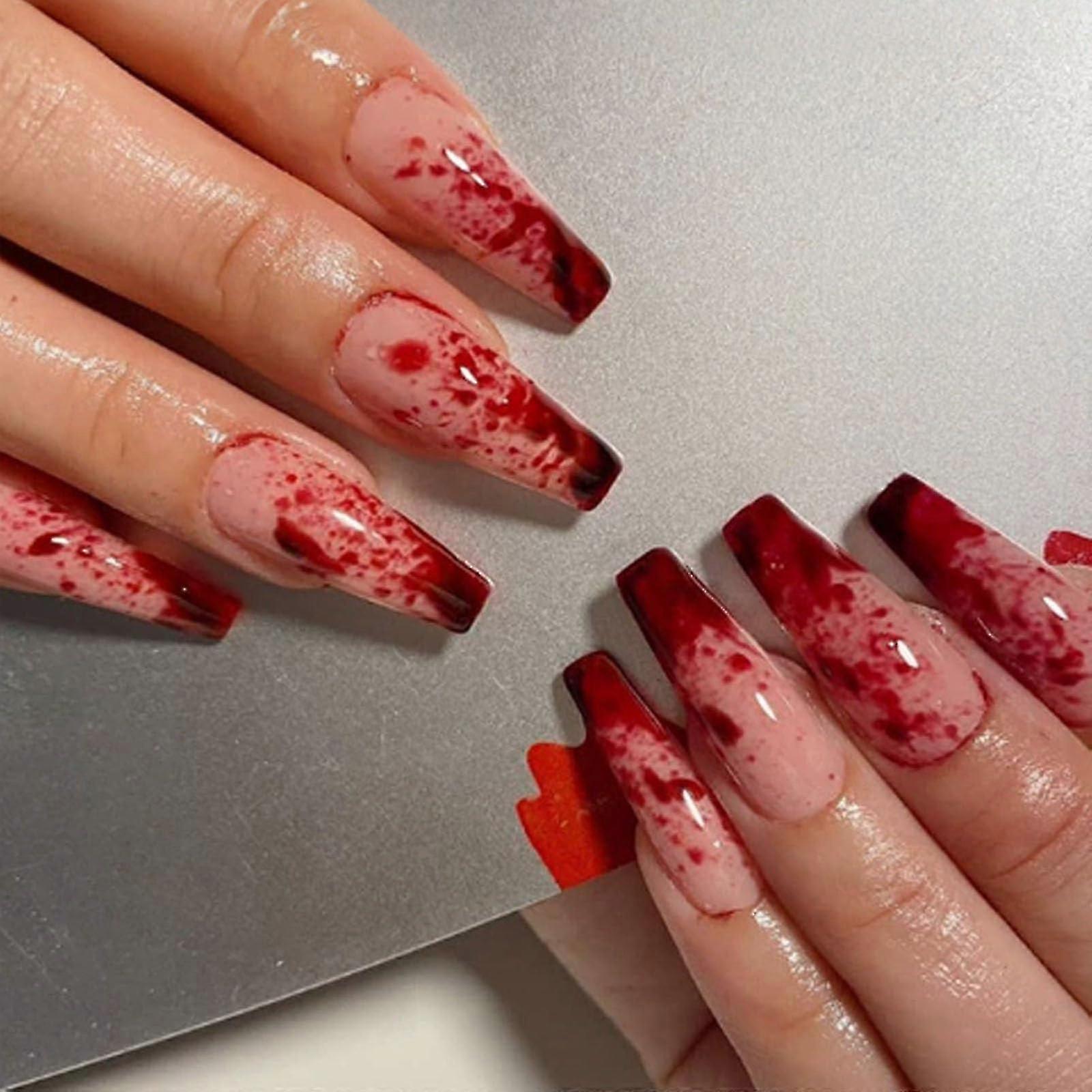 Long Coffin Halloween Press on Nails-y21