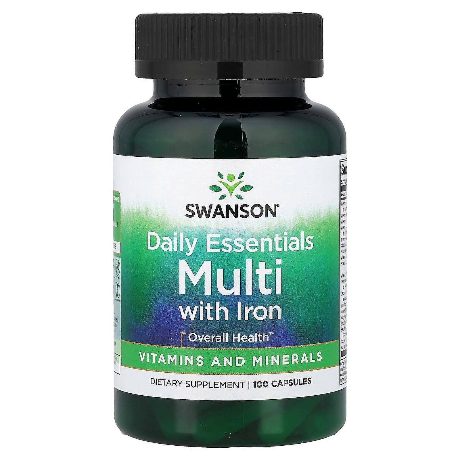 Swanson, Daily Essentials Multi With Iron, 100 Capsules