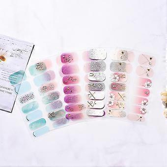 10sheets Full Cover Ombre Nails Wraps Glitter Powder color Street Nail Strips Self-Adhesive for Nail Tips Decorations Mixed color 24x8mm 14pcs/sheet