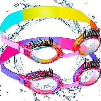 2-Pack Kids Swim Goggles Eyelashes Girls Funny Swim Goggle No Slip Leak Anti Fog UV Glasses for Lash Extensions ss