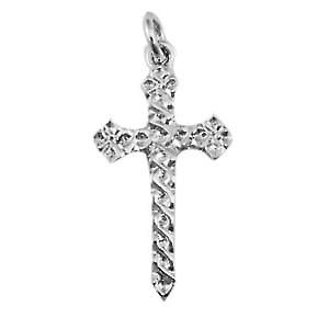 Silver 31x19mm Celtic knot embossed Cross