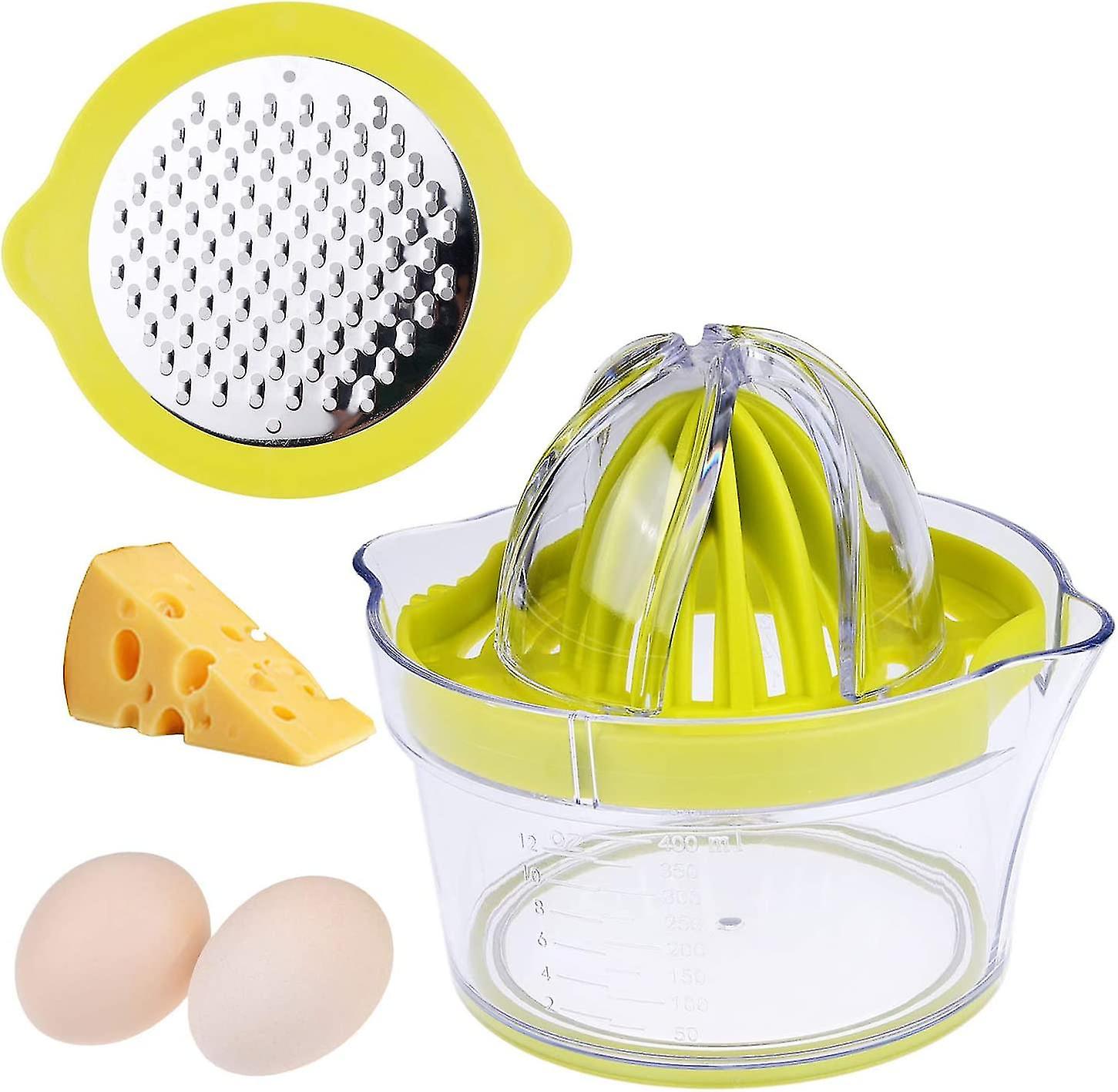 Citrus Squeezer With Pulp Filter, Fruit/vegetable/chocolate Grater, Measuring Bowl, Egg Yolk Separator - Space-saving Design - Non-slip Silicone Botto
