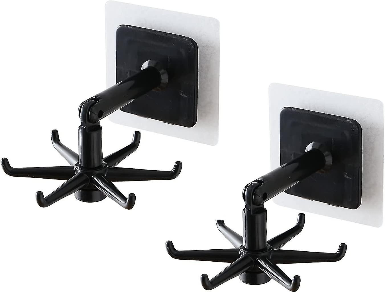 2 Pcs Kitchen Utensil Holder Hook Self-adhesive (black)