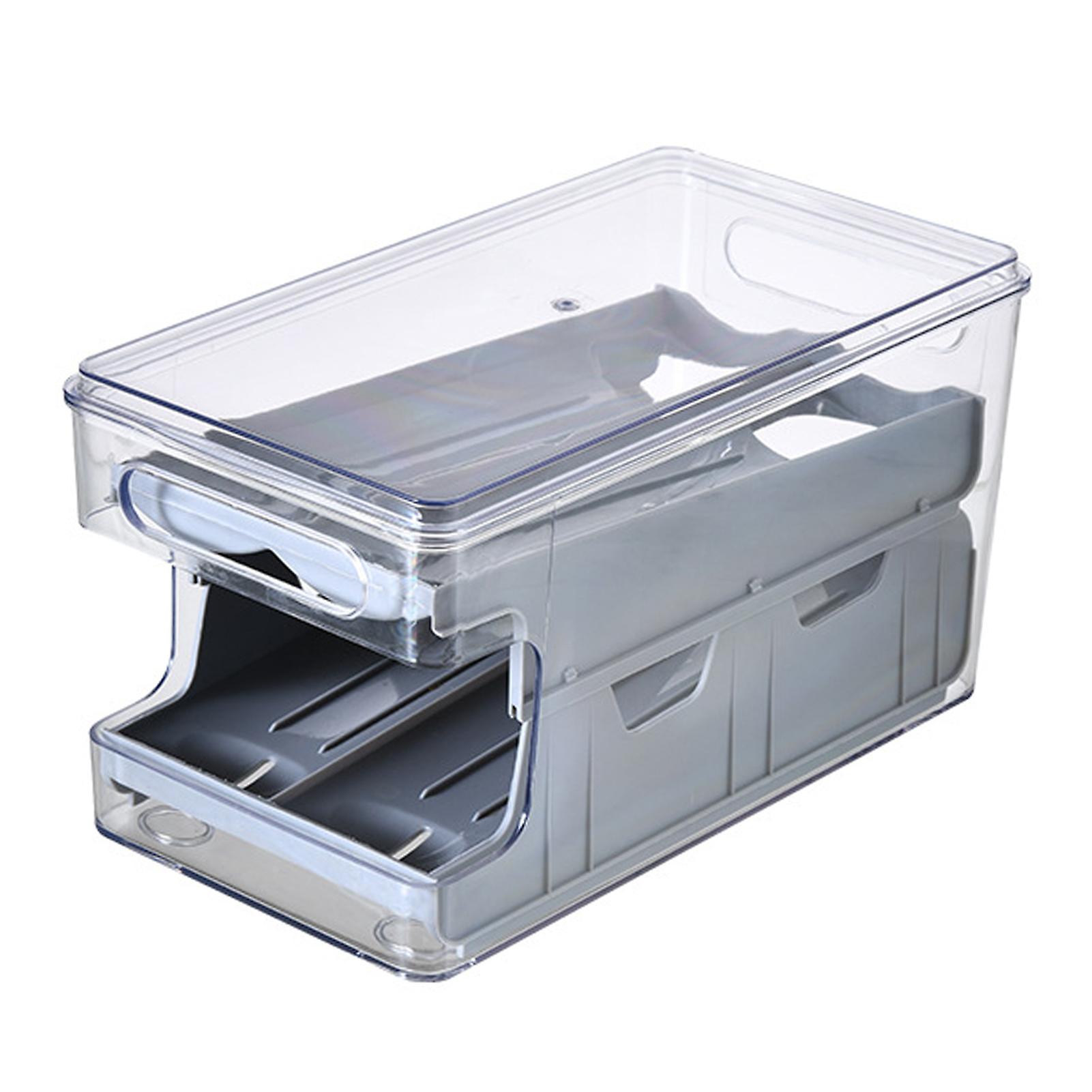 Rolling Double-Layer Egg Tray with Lid Multifunctional Timing Storage Box for Home Kitchen