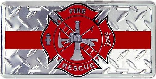 Firefighter Red Line License Plate