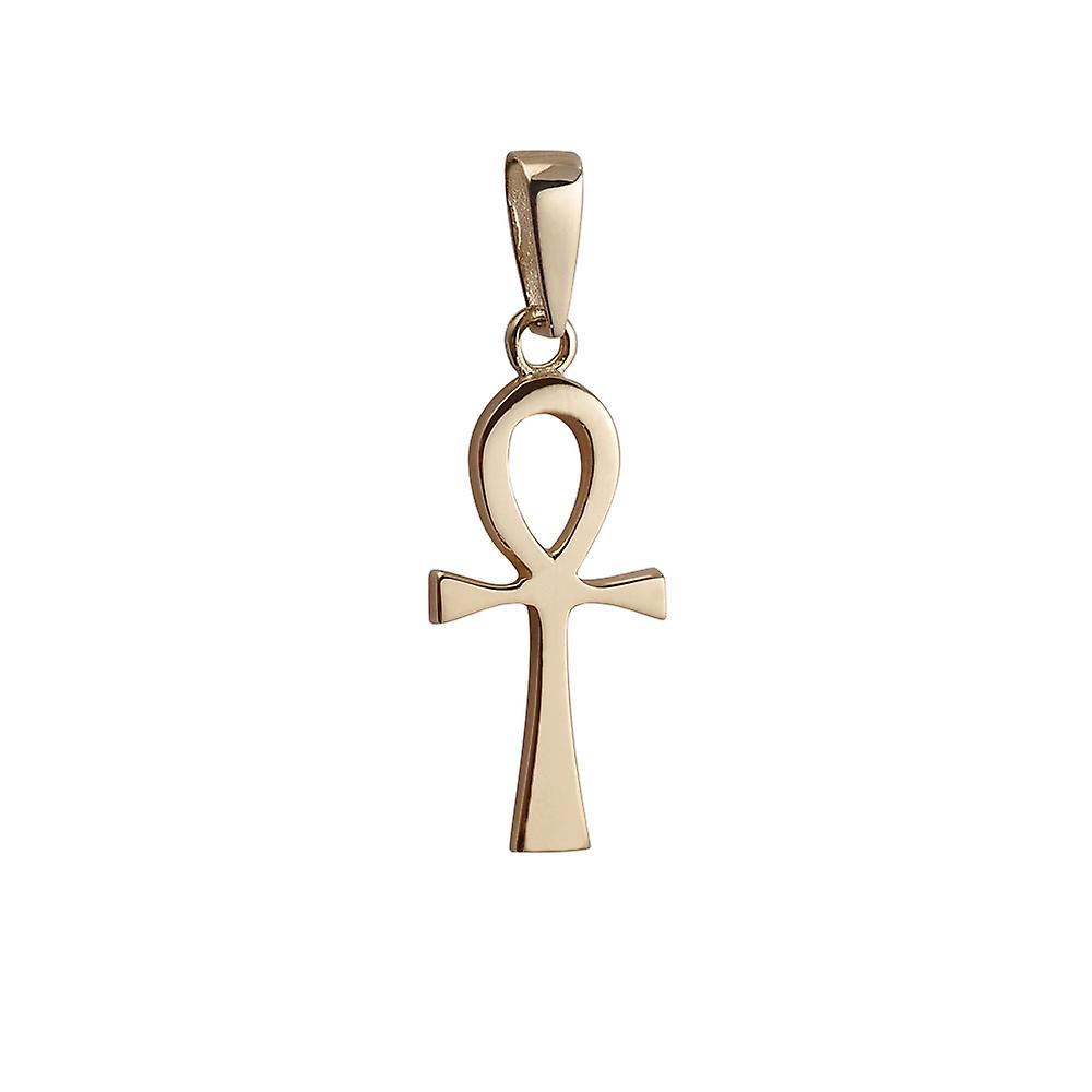 9ct Gold 32x16mm plain Ankh or Peace Cross with bail loop