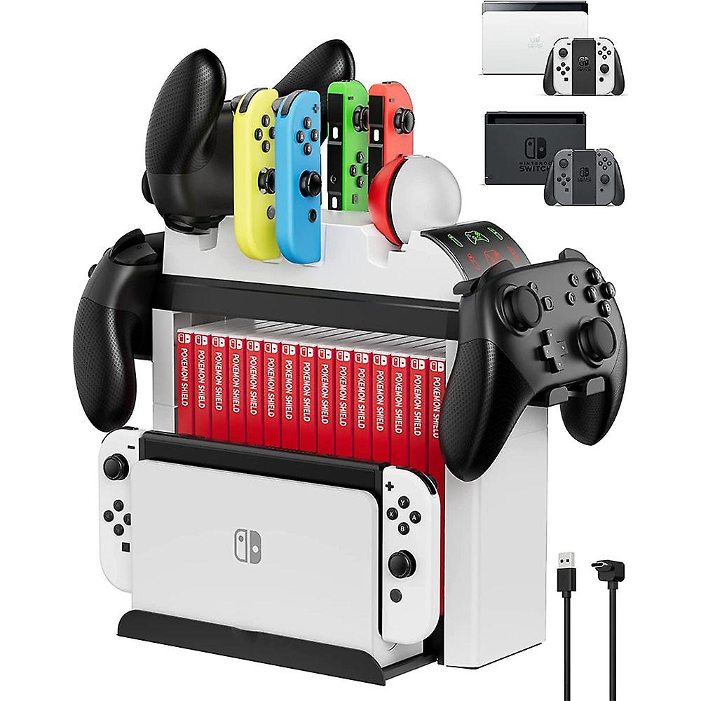 Multifunctional Charging Dock For Nintendo Switch Oled/switch Storage For Joy Cons Pro Controller And Ball Plus Controllers