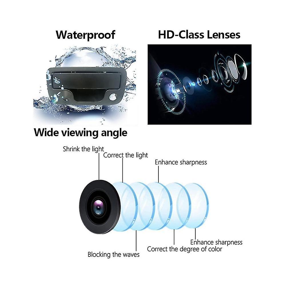 Car Handle Night Vision Wateproof Parking Reverse Backup Camera For Pickup Truck 10-20 Solid State