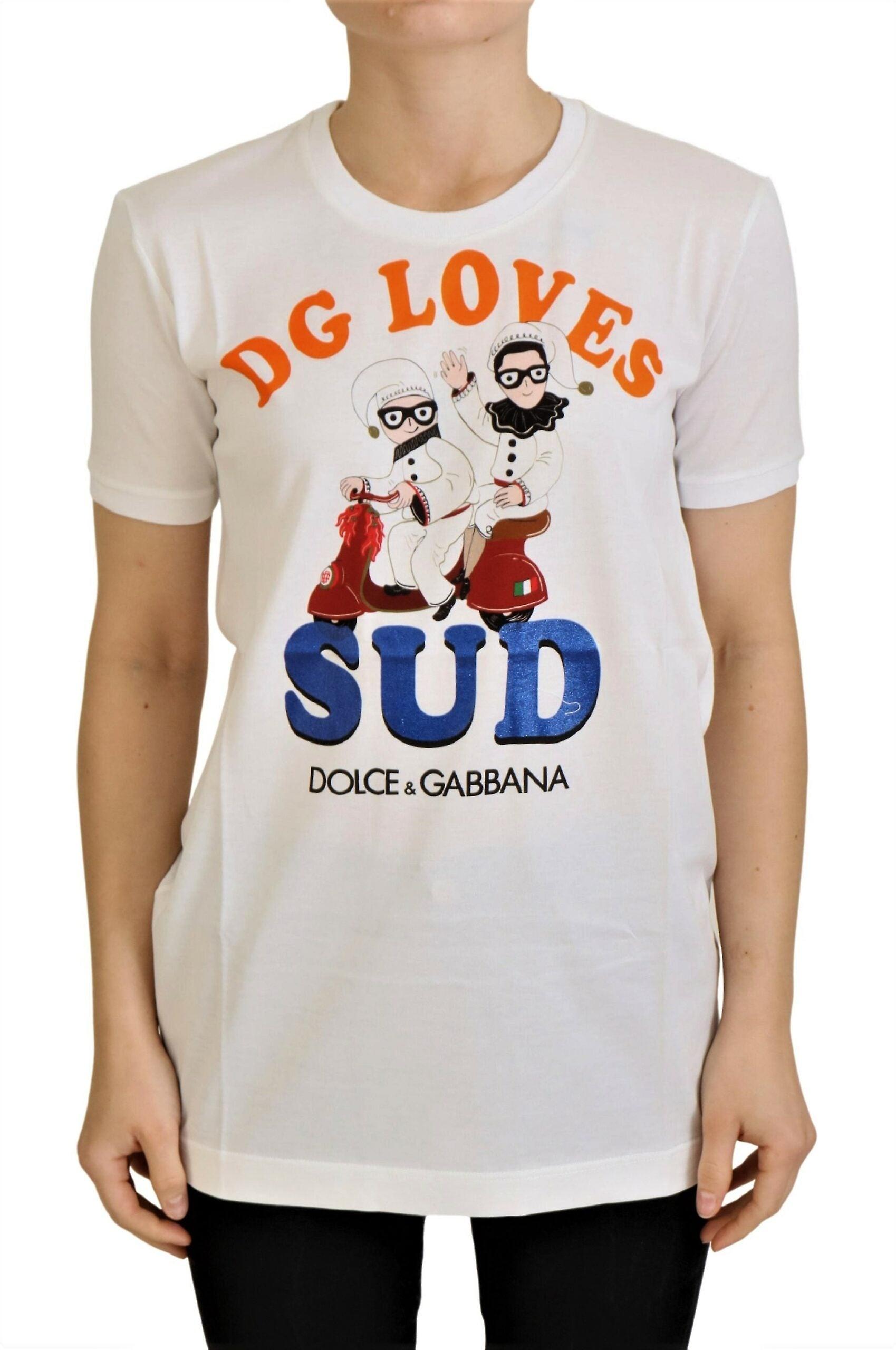 Dolce & Gabbana White Cotton Dg Loves Sud T-shirt