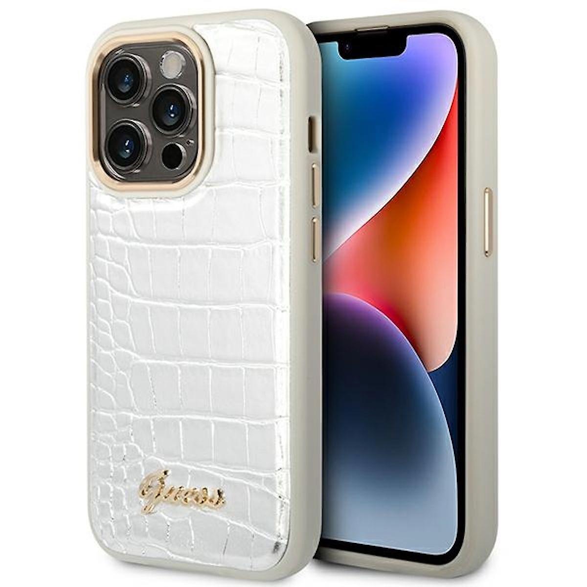 Guess Apple iPhone 14 Pro 硬壳 Croco Collection 银色