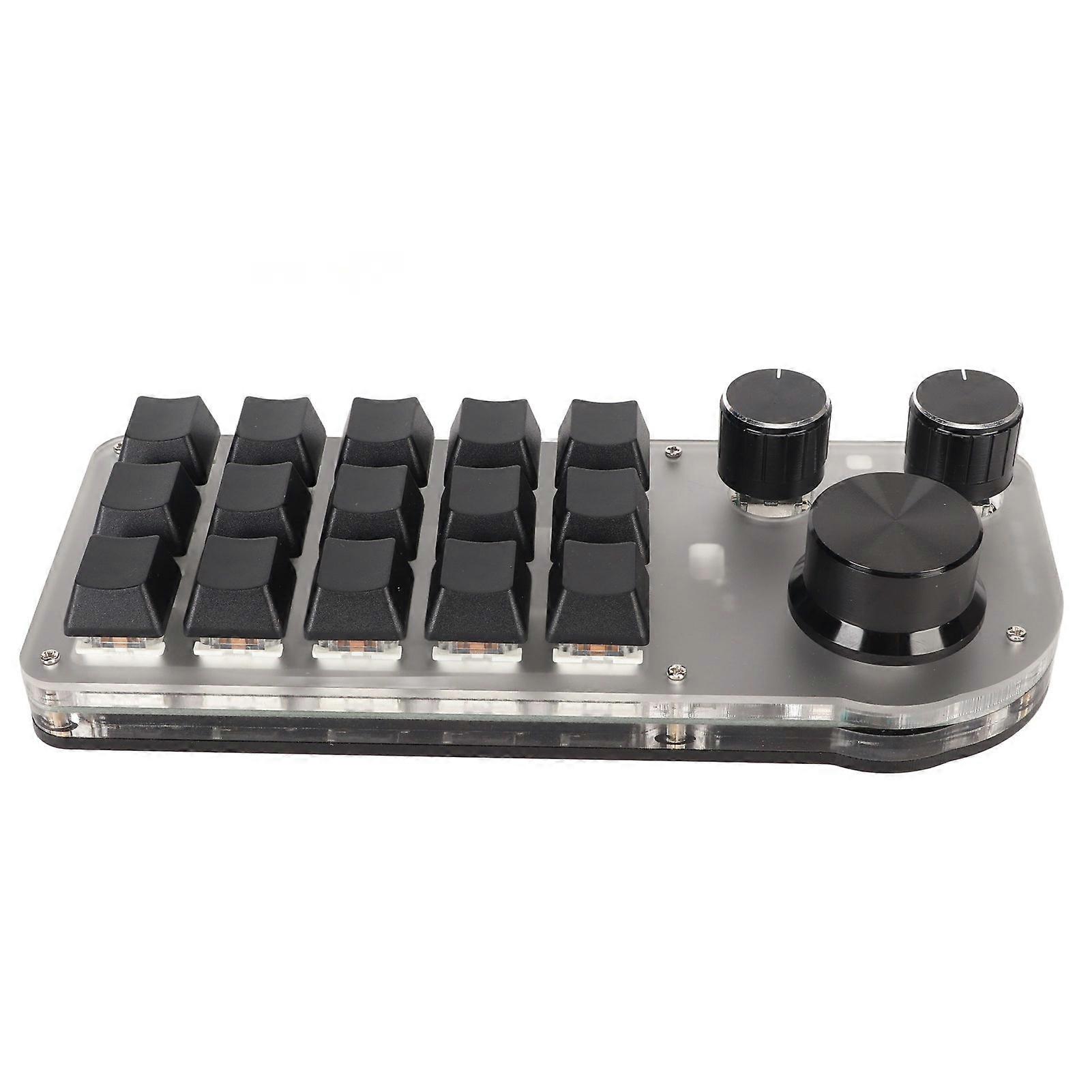 USB Mini 15 Key Keypad with 3 Knobs Type C Wired Bluetooth 2.4G Wireless Three Connection Modes DIY Programmable Keyboard