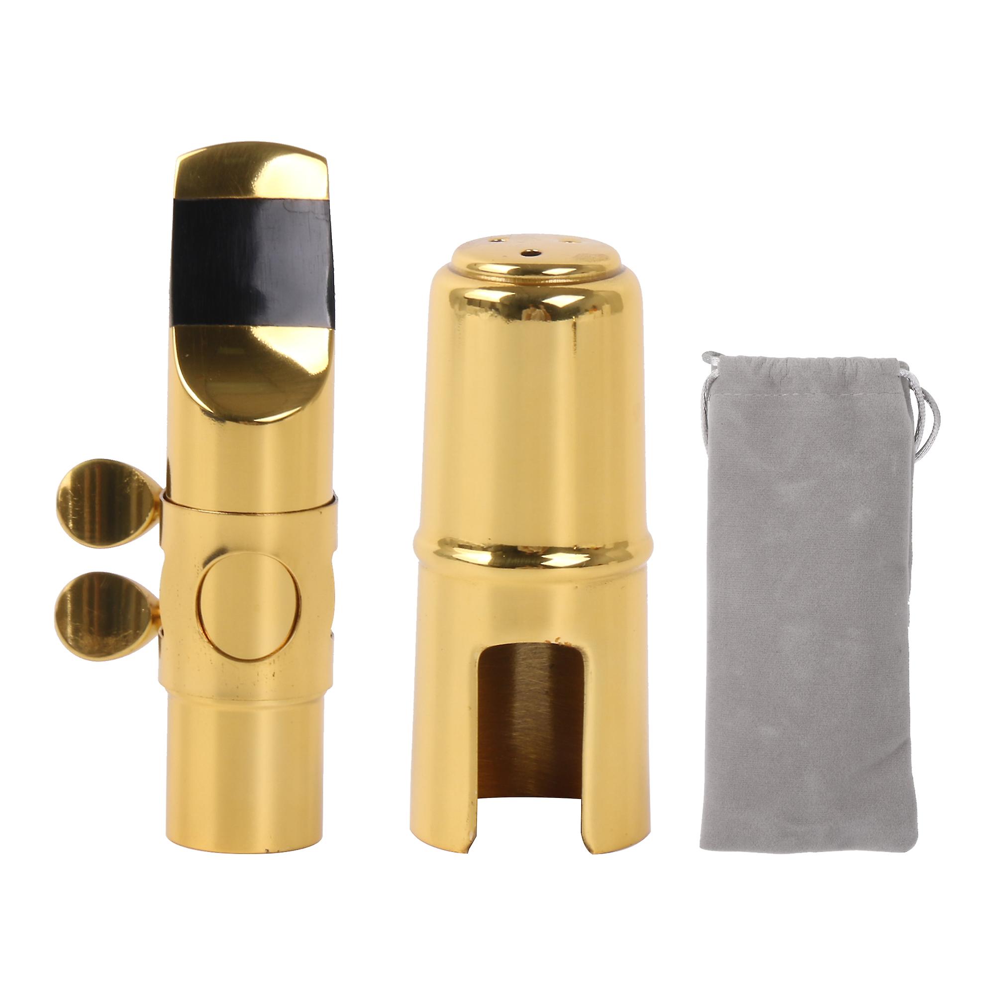 Soprano B Flat Saxophone Mouthpiece 6# Clamp Cap for Jazz Pop Music Gold