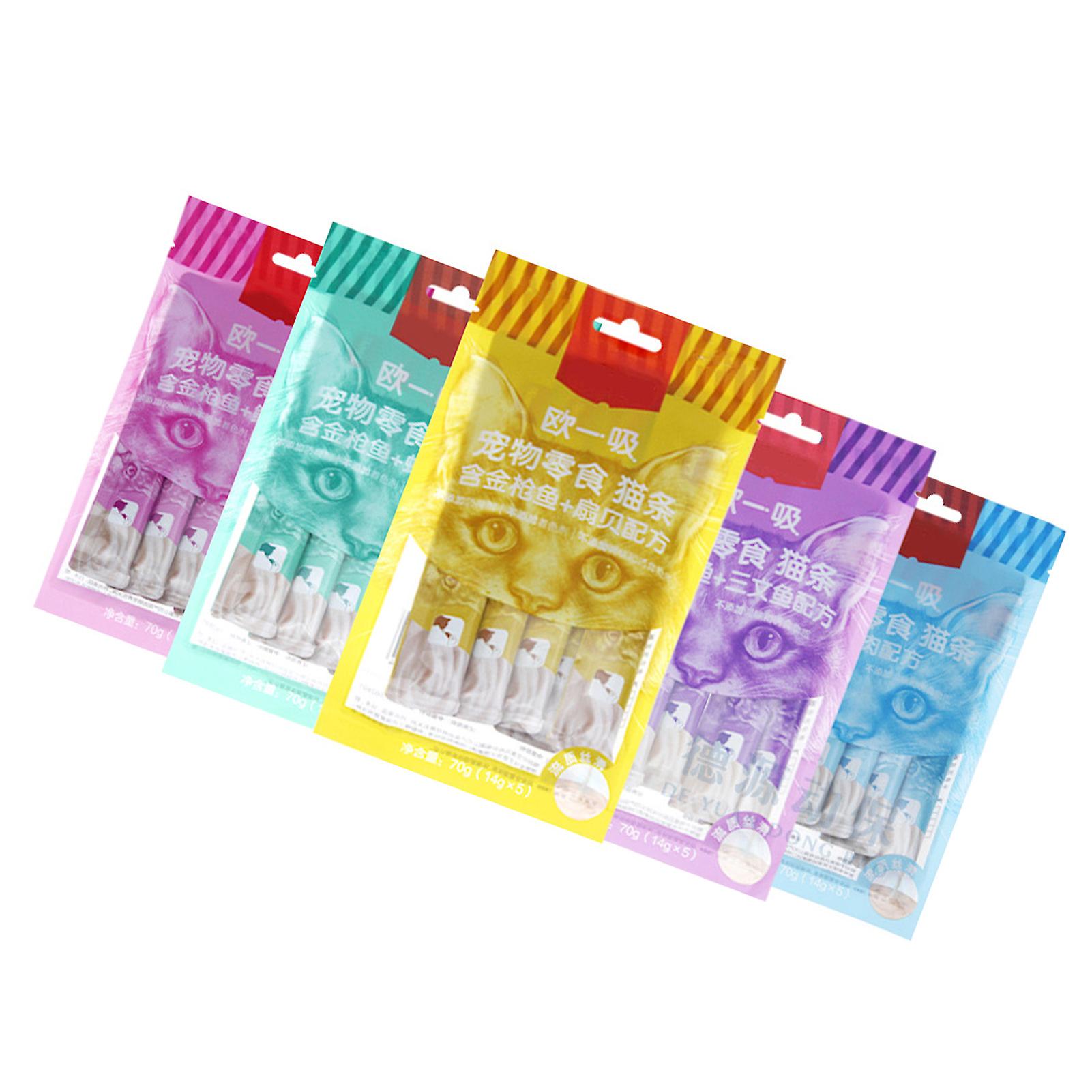 5x14g Lickable Wet Cat Treats Minerals Multivitamins Protein Healthy Cat Treats with Catnip for Cats Chicken