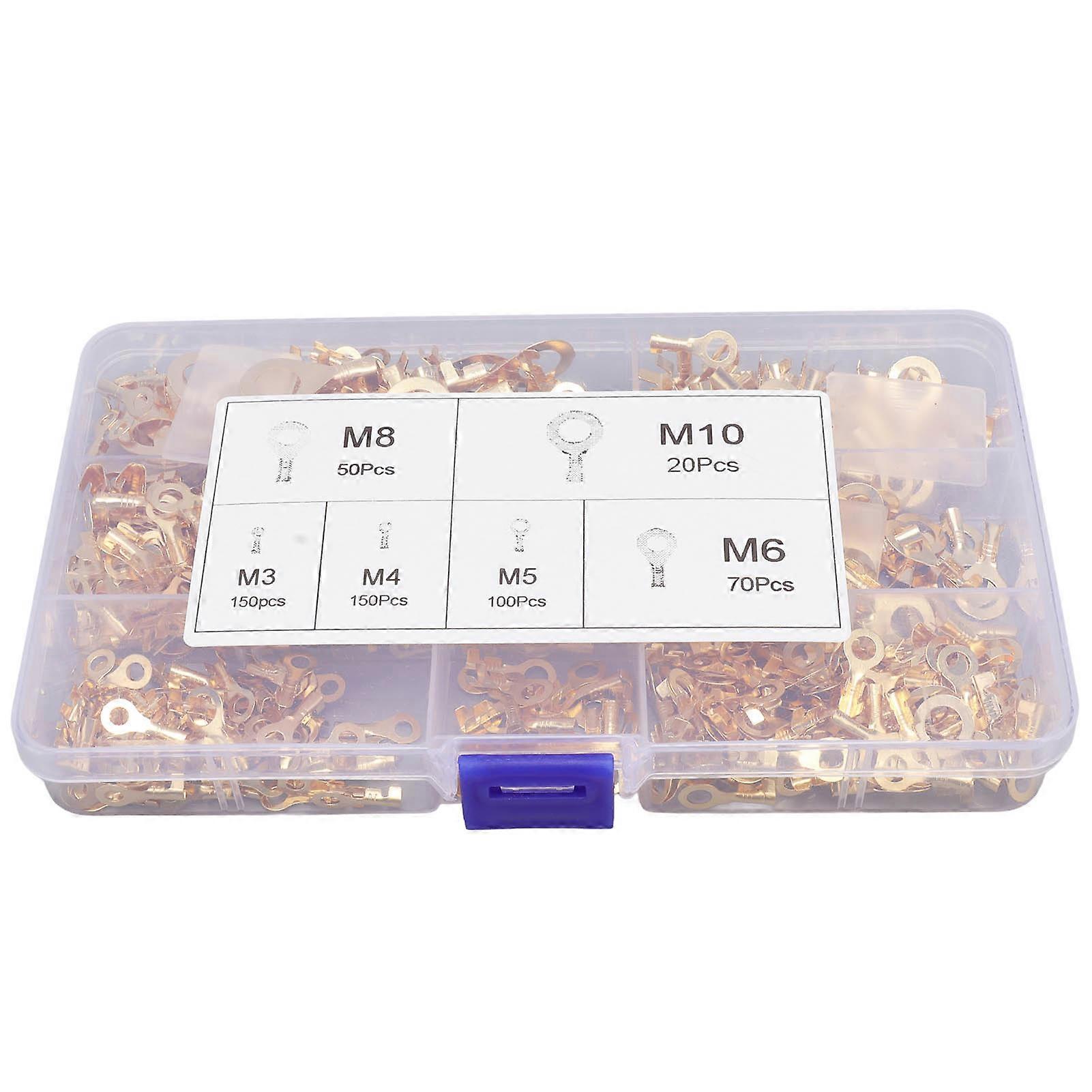 Wire Lugs 540pcs Wire Terminals Assortment Set Brass Wire Terminals Electrical Cable Lugs with Storage Box M3 M 4 M5 M6 M8 M10 YZX1R