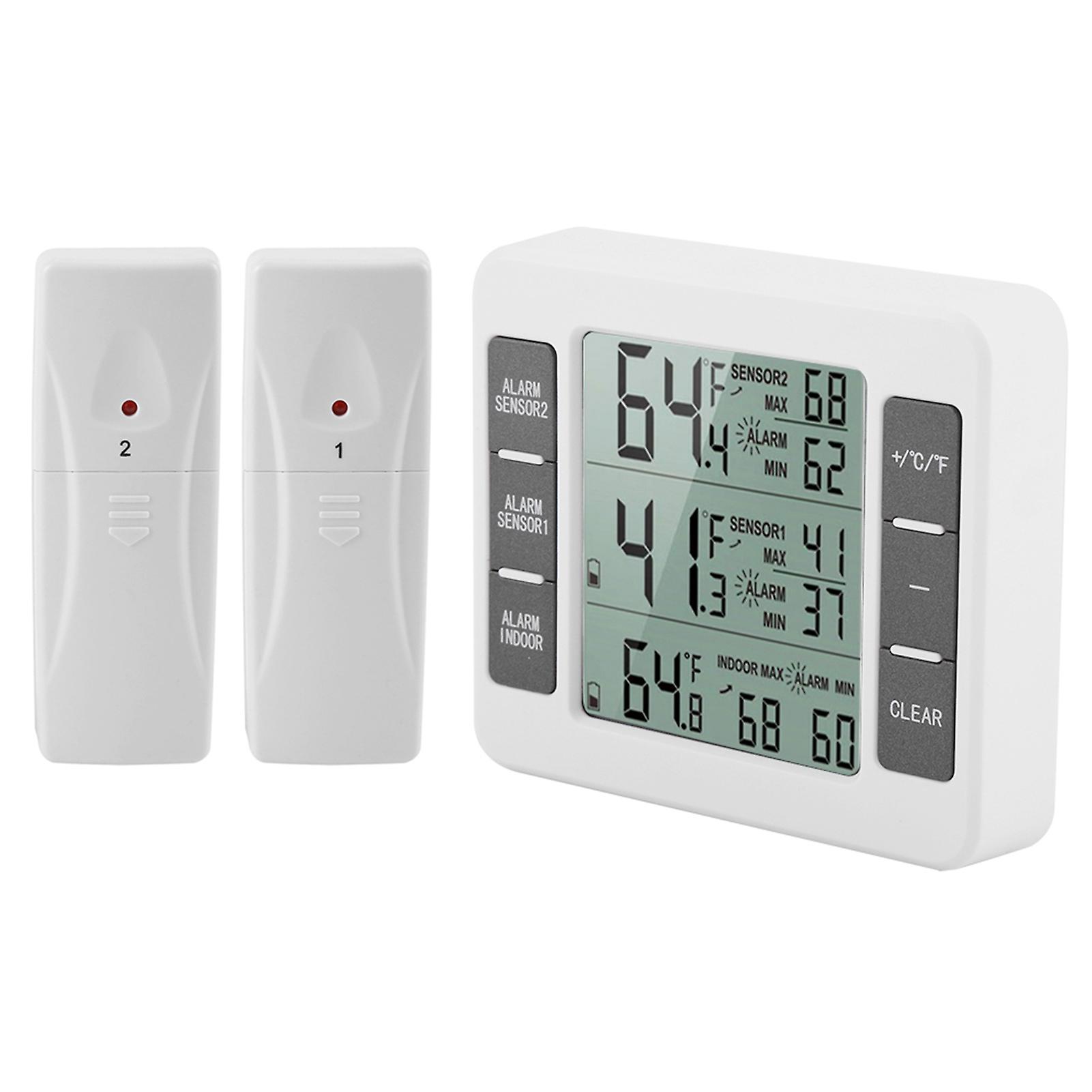 Therometer Wireless Digital ble Alarm Refrigerator Thermometer with 2PCS Sensor Min/Maximum Display Wireless Therometer