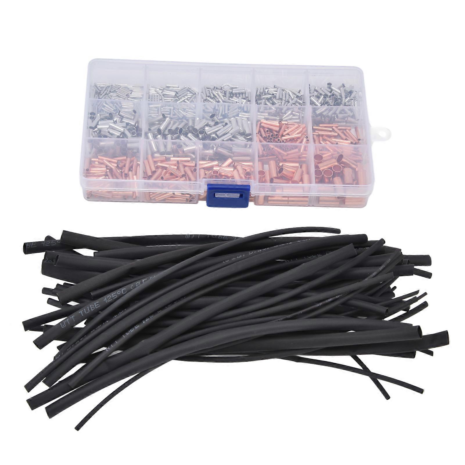 Qukaim Non Insulated Terminal 127Pcs Heat Shrink Tubing, 2:1 Electric Insulation Shrinkable Tube Assortment Kit, Various Sizes for Wire