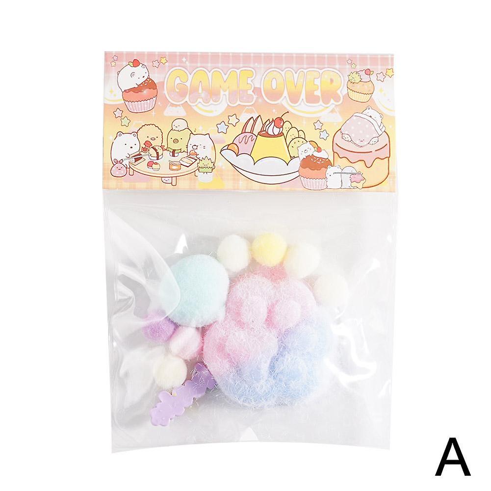 Fidget Toy Kawaii Plush Cat Paw Transparent Cube Stress Relief Squeeze Toy