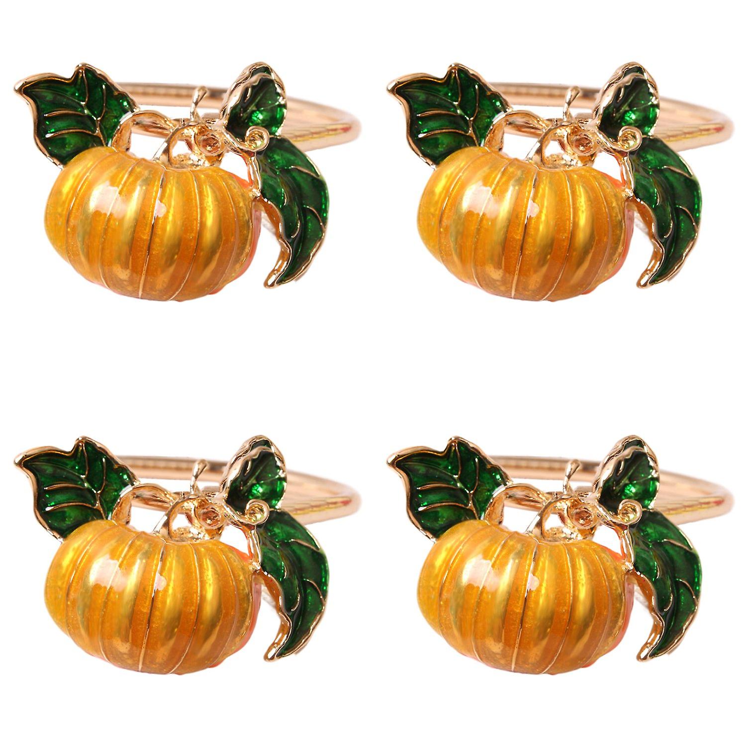 4Pcs Napkin Buttons Exquisite Reusable Portable Dining Table Decoration Pumpkin Napkin Rings Festiva
