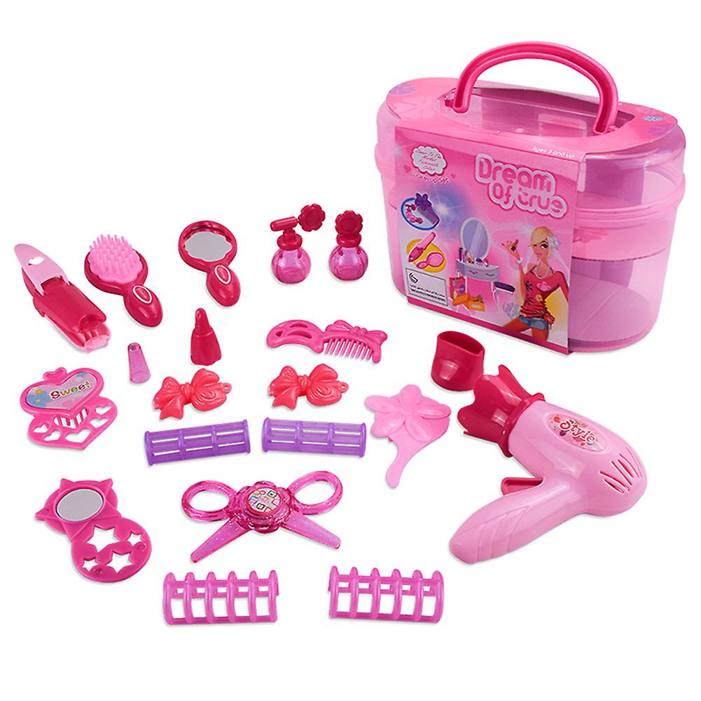 Beauty Salon Play Set Pretend Makeup Kit Kids Toy Play House Game With Portable Box