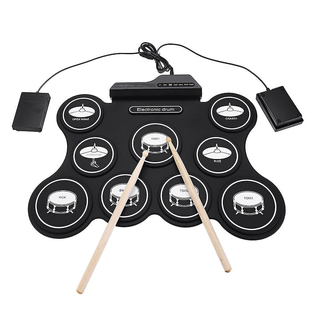 9 Pads Electronic Drum Portable Roll Up Drum Kit Usb Midi Drum With Drumsticks Foot Pedal For Beginners