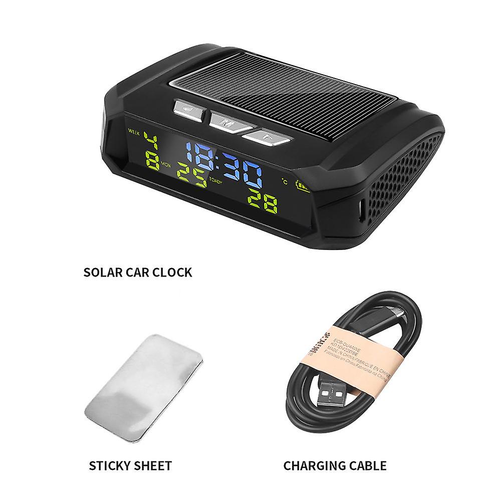 TPMS Look Solar Car Digital Clock With LCD Time Date In-Car Temperature Display for Outdoor Personal Car Part Decoration