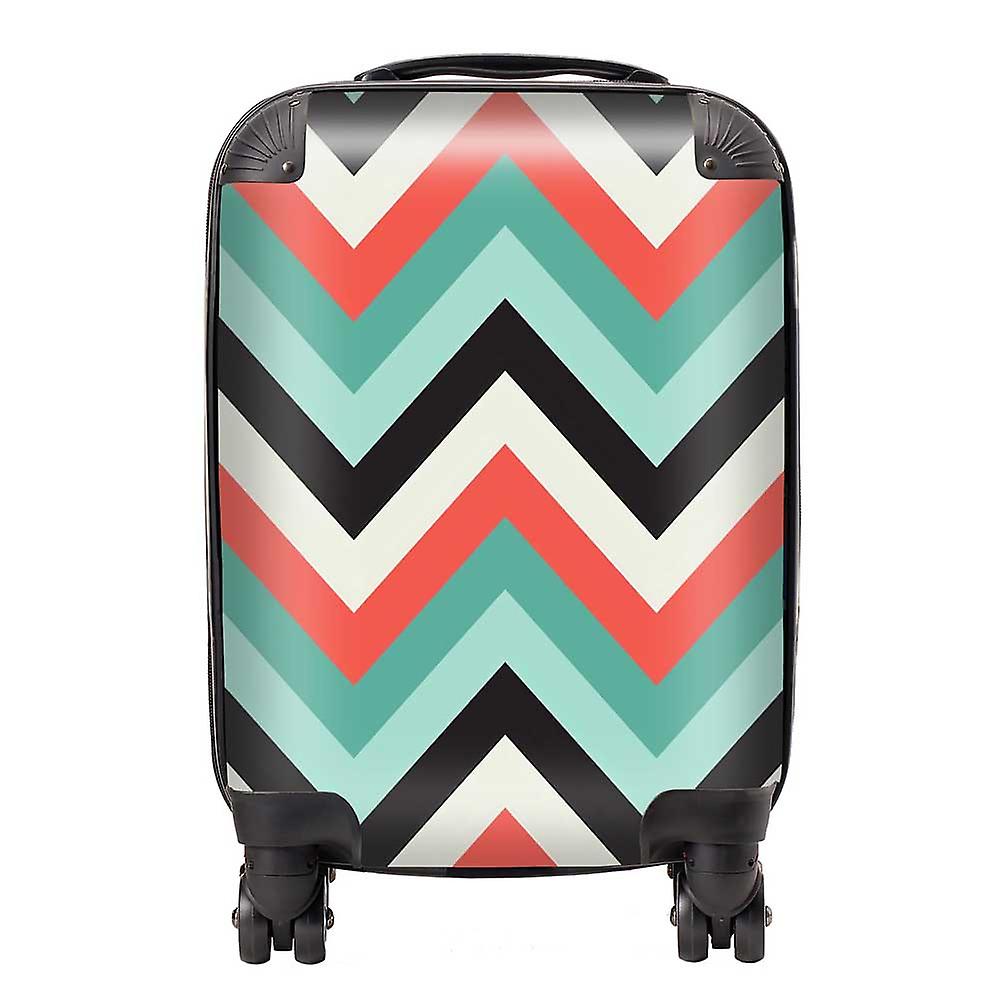 Geometric Colored Chevron Pattern Suitcase