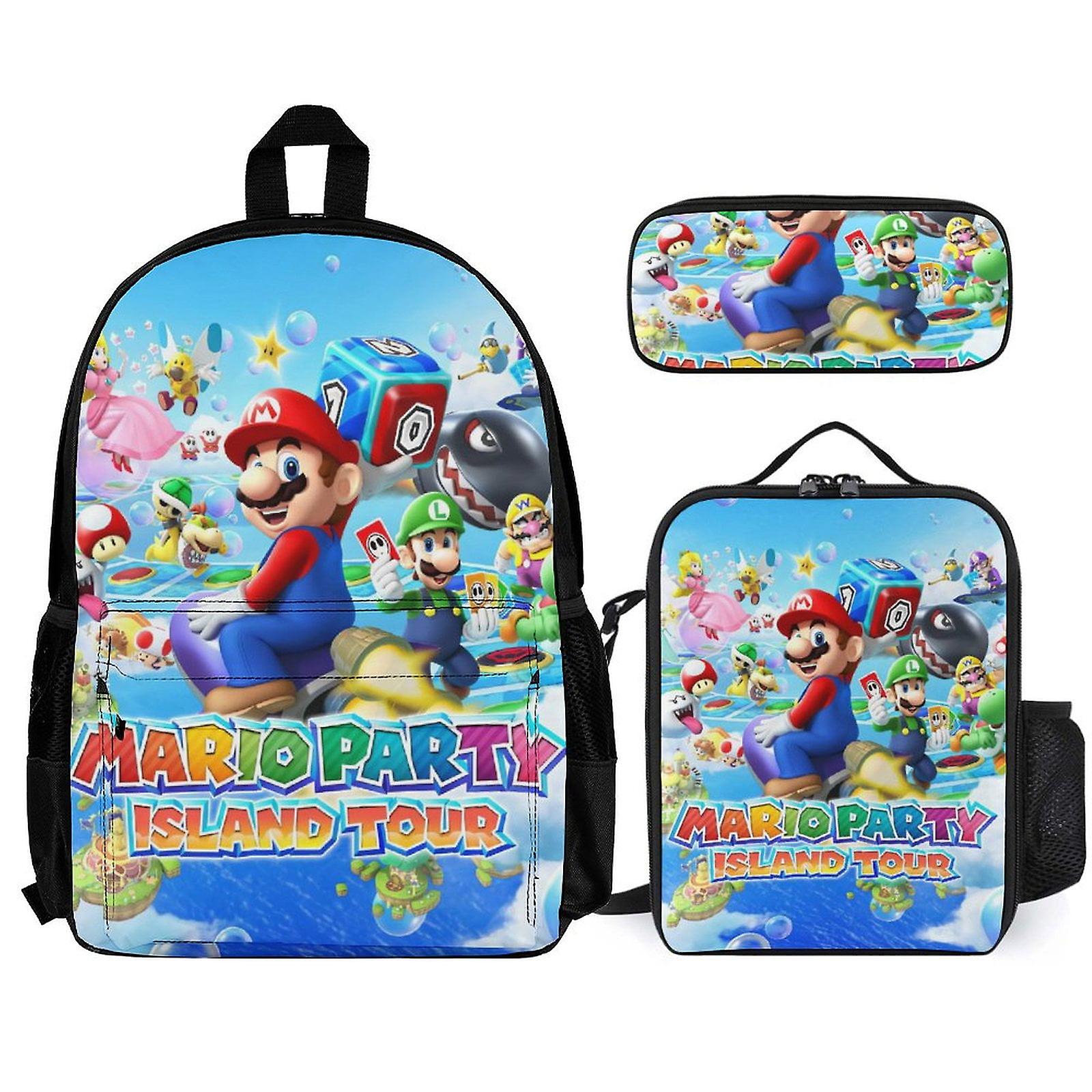 Super Mario Backpack Set, Backpack with Lunch Box And Pencil Case 3pcs Set