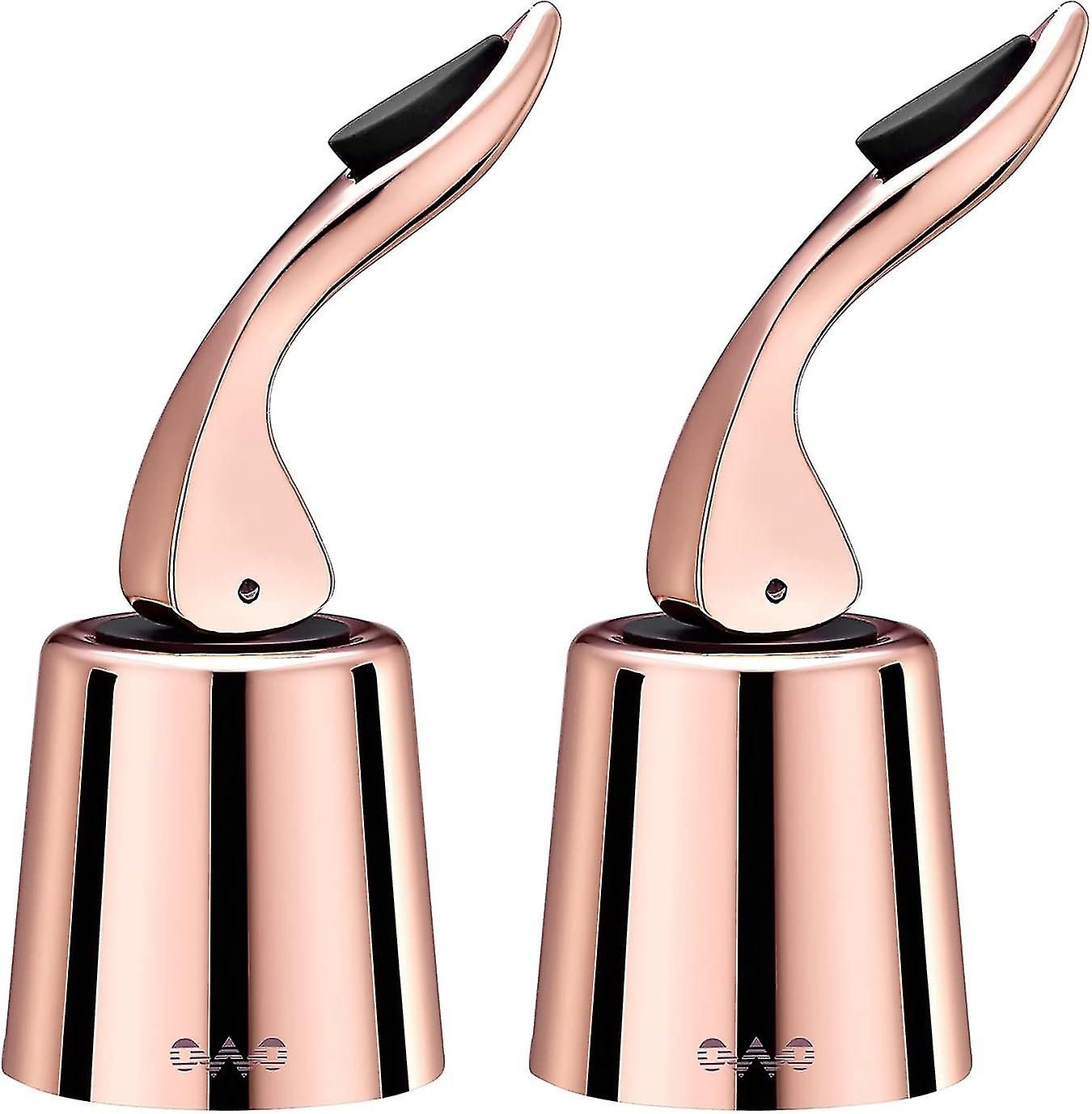 Stainless Steel Wine Bottle Stopper with Silicone - Stretch Stopper - Reusable (Rose Gold 2)