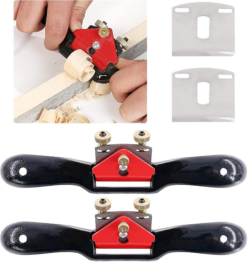 Set of 2 21cm adjustable radius planers with flat bottom and metal blades for woodworking