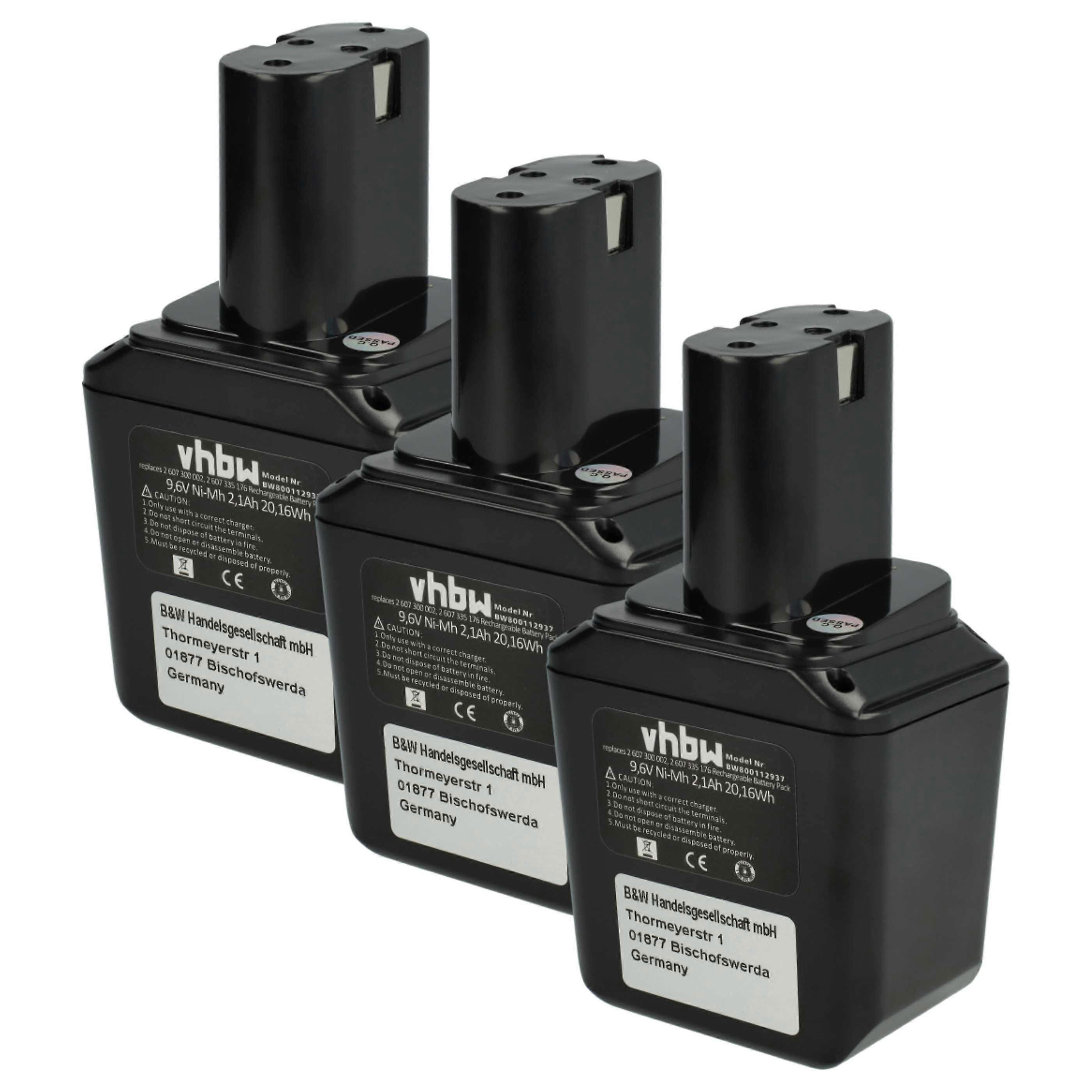 vhbw 3x accu compatibel met Bosch GSS-serie 1e generatie gereedschap (2100 mAh, NiMH, 9,6 V)