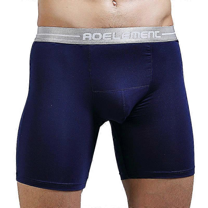 Extra Long Fit Sports Briefs Modal Anti Abrasion Leg Men's Long Leg Boxer Briefs 3 Pcs-Baolan (016)