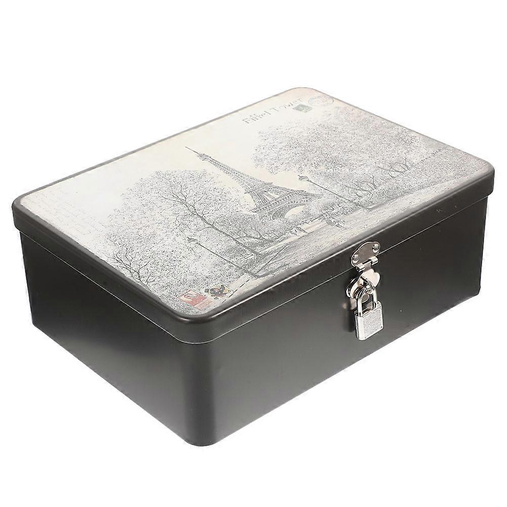 Tinplate Desktop Organizer Home Storage Case Home Organizer Home Tin Container With Key Lock