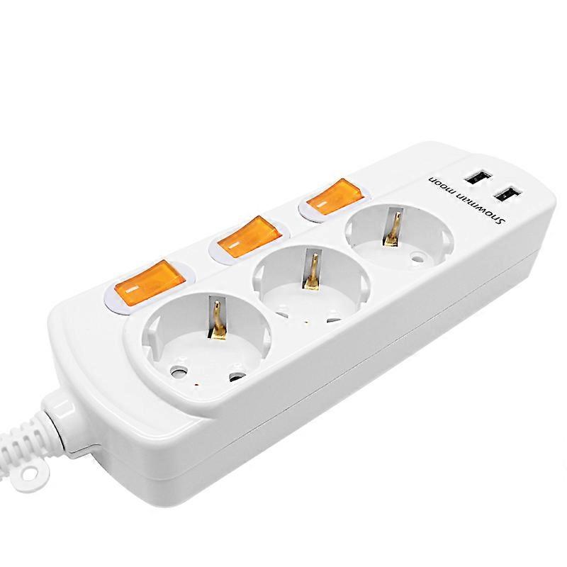 16A 250V power strip, surge protector, 3 outlets, 3 switches, 2 USB outlets, 1.5/3 meter extension cord
