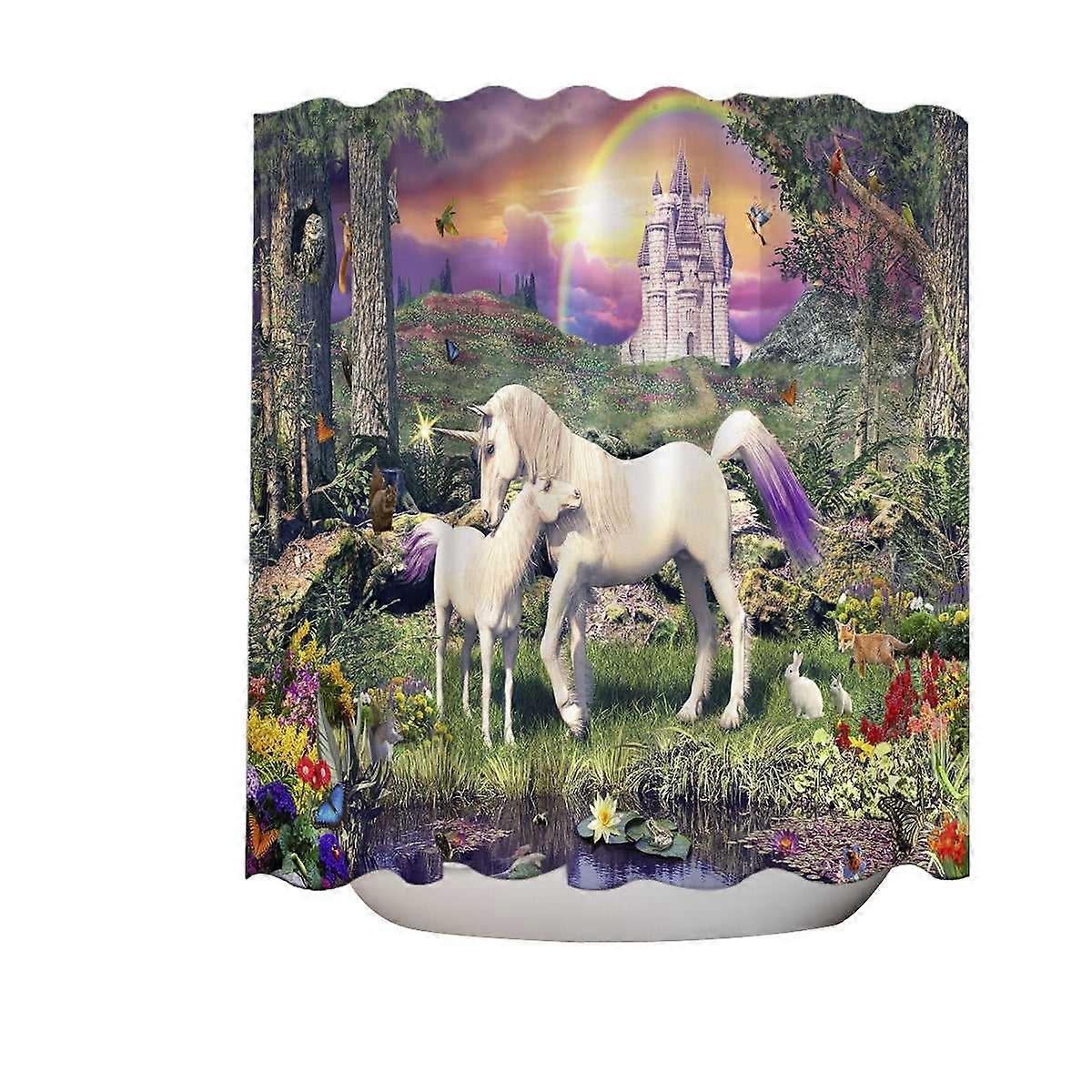 Magical Forest the Sanctuary of the Unicorns Shower Curtain