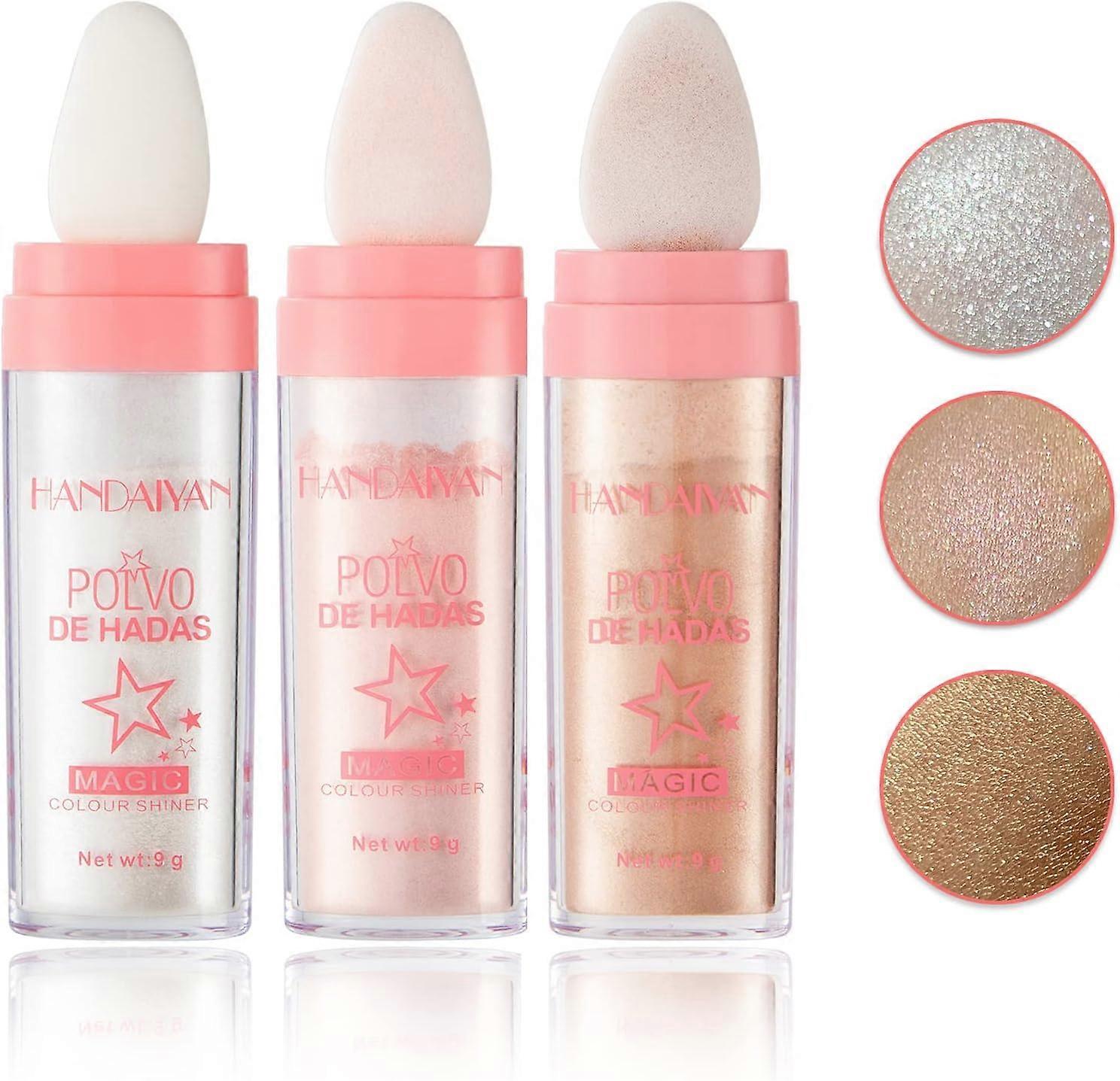3 Pack Polvo De Hadas Highlighter Glitter Sticks Body Glitter Glitter Face Brightening Highlighter Contour Powder Makeup Stick Face Blush Fairy Glitte