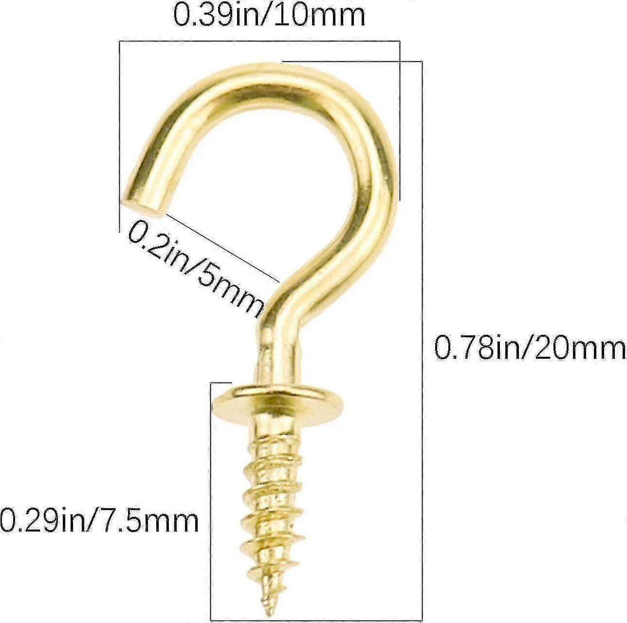 Mini Ceiling Screw Hooks 200pcs 1/2 Inch Cup Hooks Screw Hooks For
