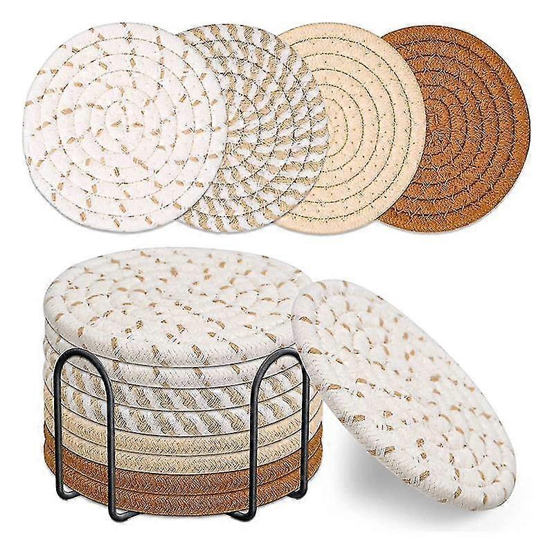8 Pcs Drink Coasters With Holder, 4 Colors Absorbent Coasters,a