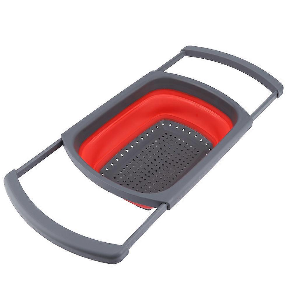 Silicone Durable Safe Foldable Retractable Draining Basket Kitchen Tool(Red)