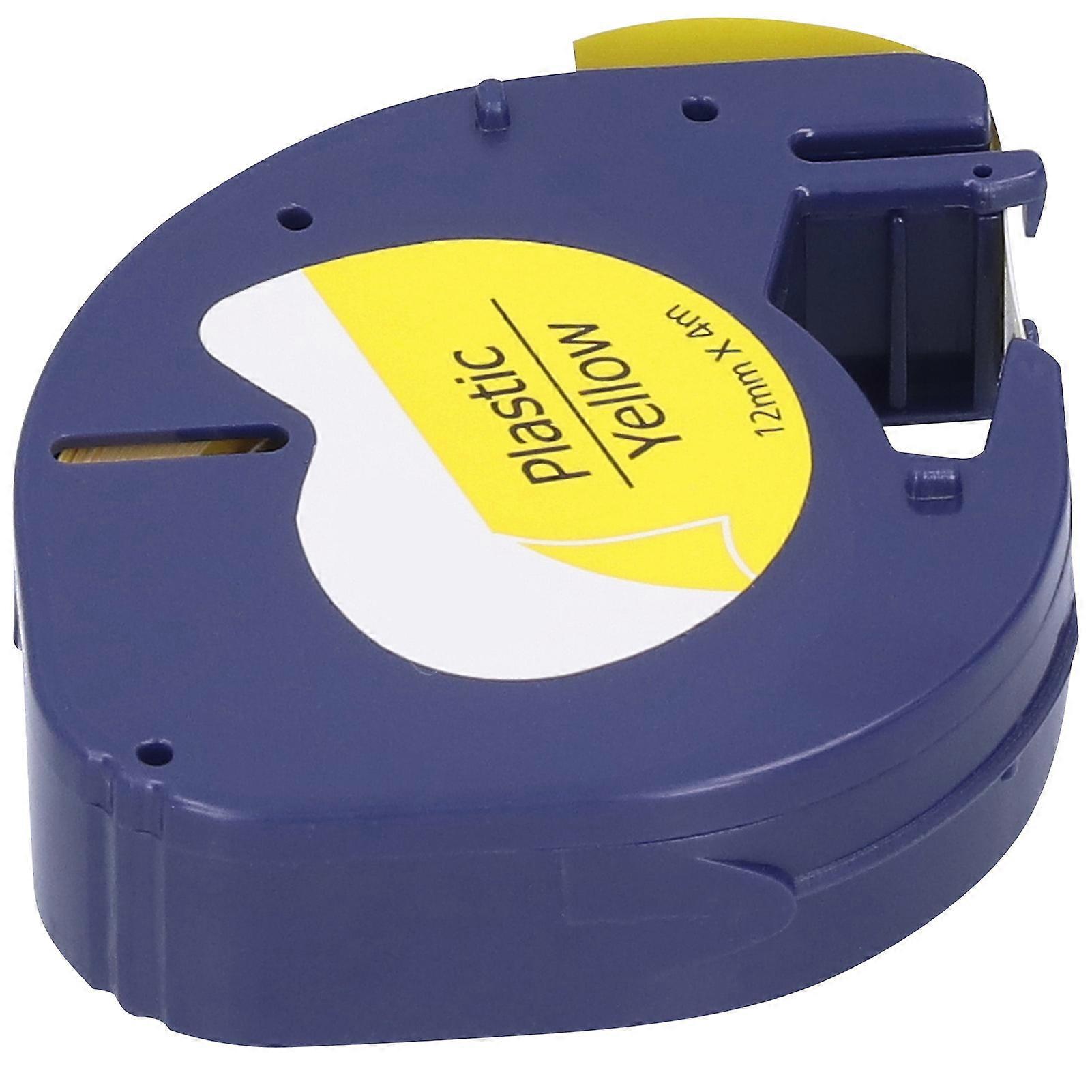 DYMO LETRATAGマシンリボンDIYプリントアクセサリーのラベルテープ交換12mm x 4メートル黄色91202に黒い文字