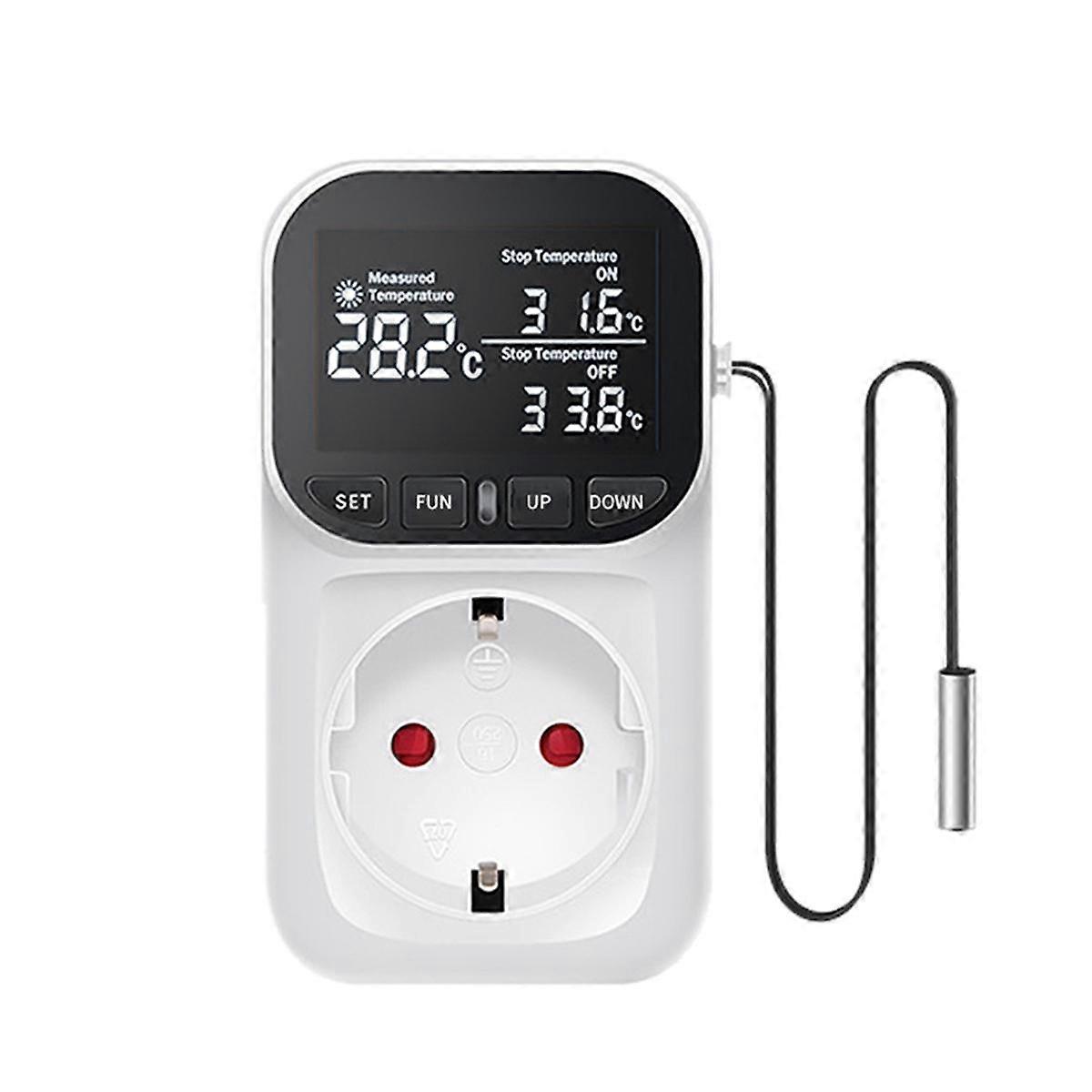 Digital Temperature Controller,Reptile Thermostat Switch Plug with Sensor for Home, Greenhouse Aqua