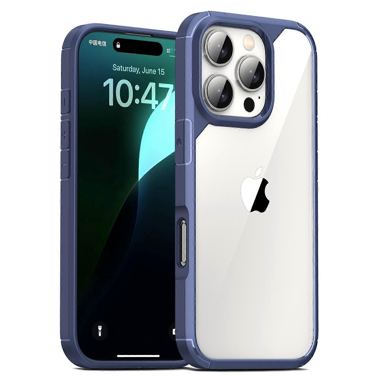 Defense Armor Series for iPhone 16 Pro Max Case Anti-scratch TPU+PC Clear Back Shell - Blue