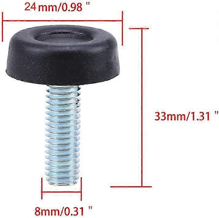 Conjunto com 20 pés de nível de móveis - M8 x 24 mm, proteção de pernas de mesa ajustável com haste roscada, pé nivelador de móveis aparafusado