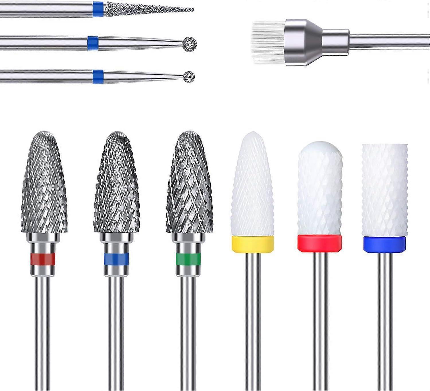 Nail Drill Bits Set, Electric Nail Drill Bits Kit Cerâmica / Tungstênio / Diamond Carbide 3/32 polegadas Prego