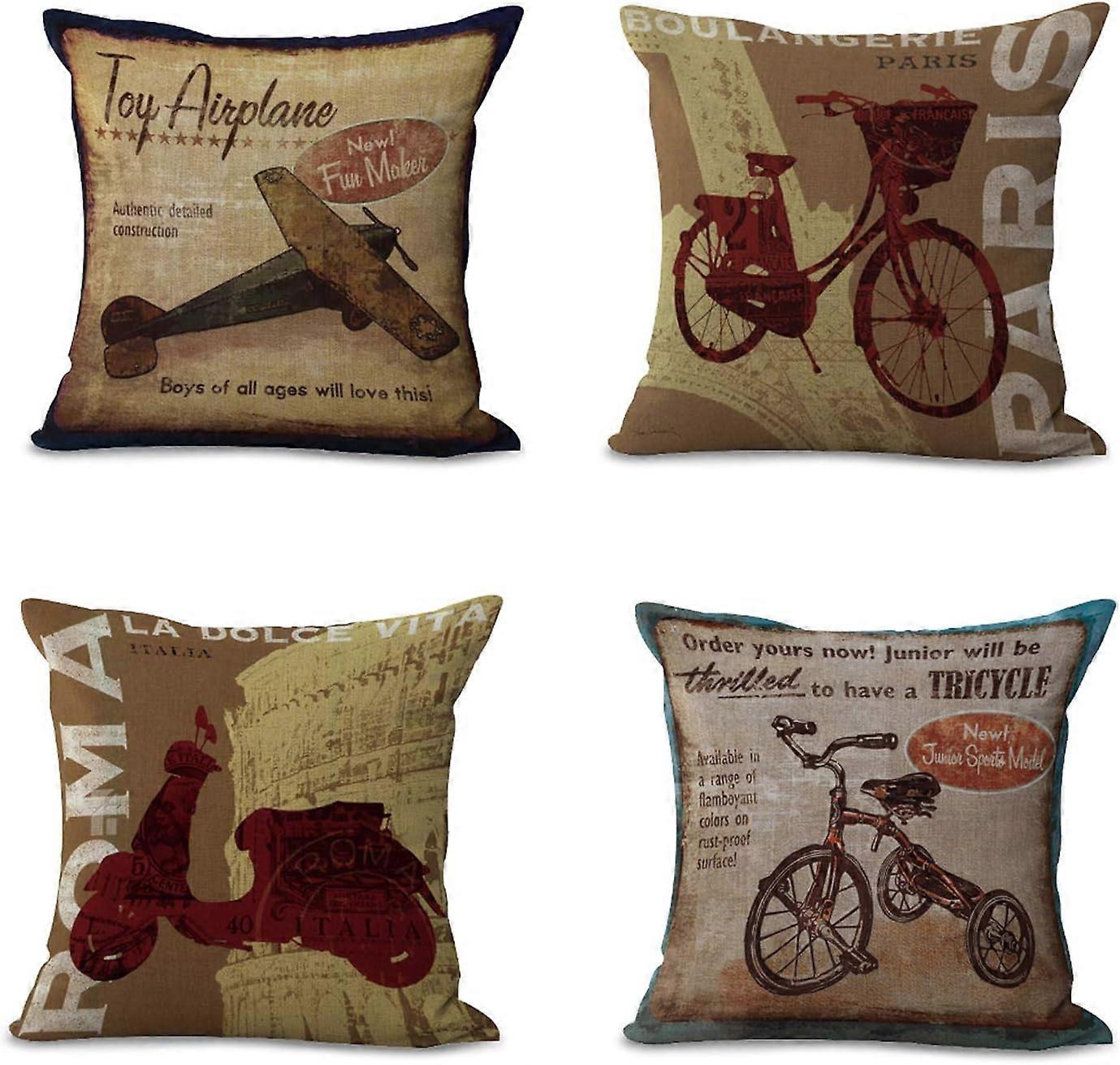 Pudebetræk 4 dele 45 x 45 cm vintage stil Edition